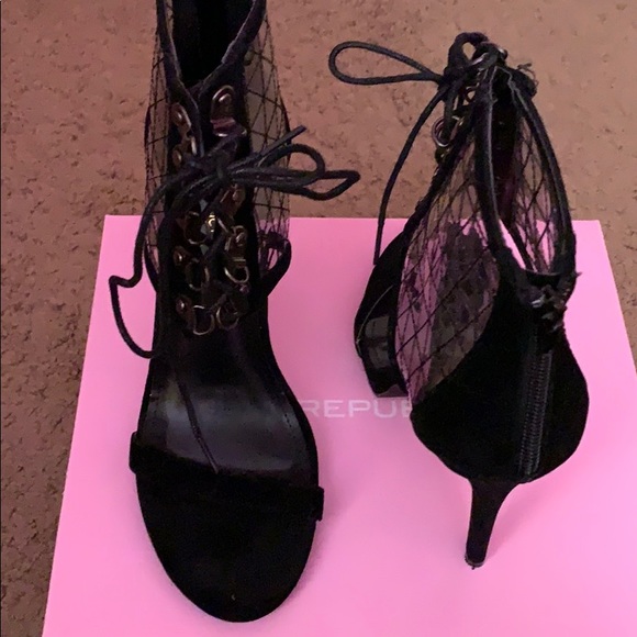 Black suede high heel shoes size 10 (US women) - Picture 2 of 4
